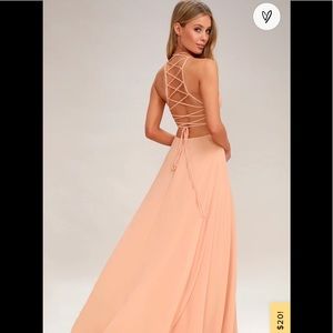 Lulu’s Strappy to be Here Blush Maxi Dress